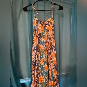 Free People Blue/Orange Flower Dress